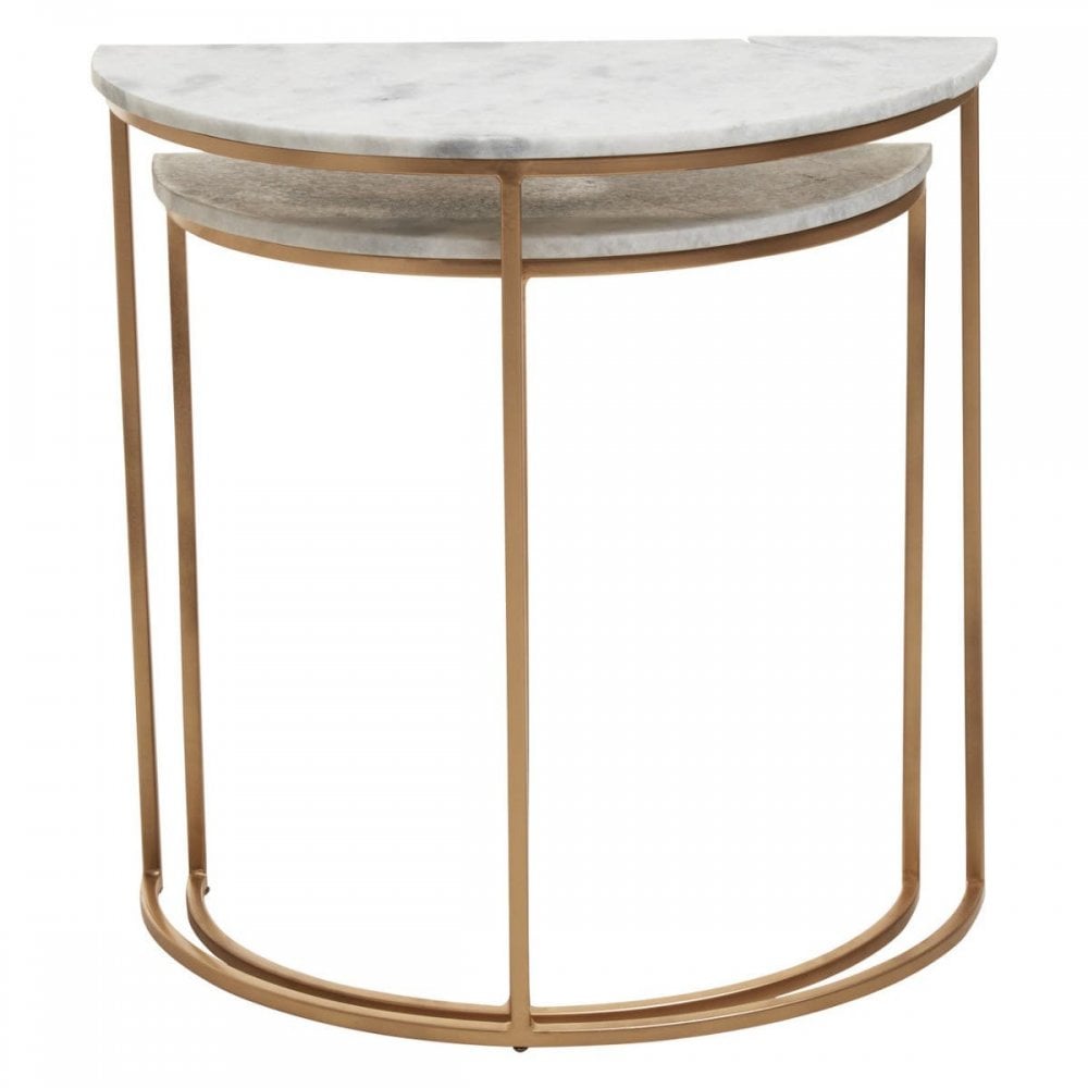 Aurelia Nest Of 2 White Marble Side Tables