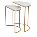 Aurelia Nest Of 2 White Marble Side Tables