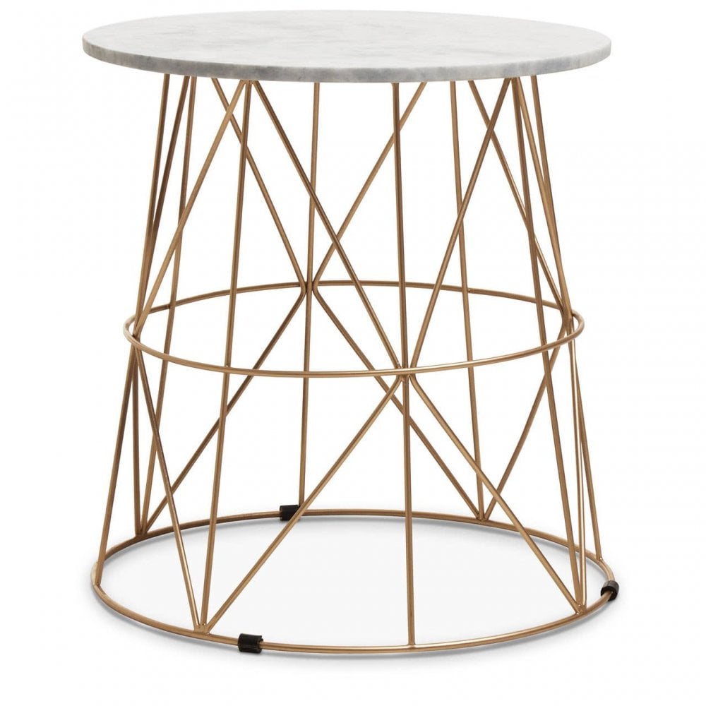 Aurelia White Marble Round Side Table