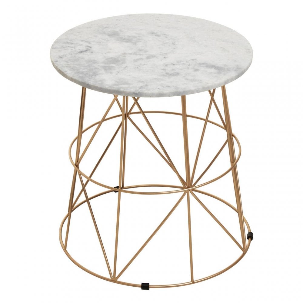 Aurelia White Marble Round Side Table