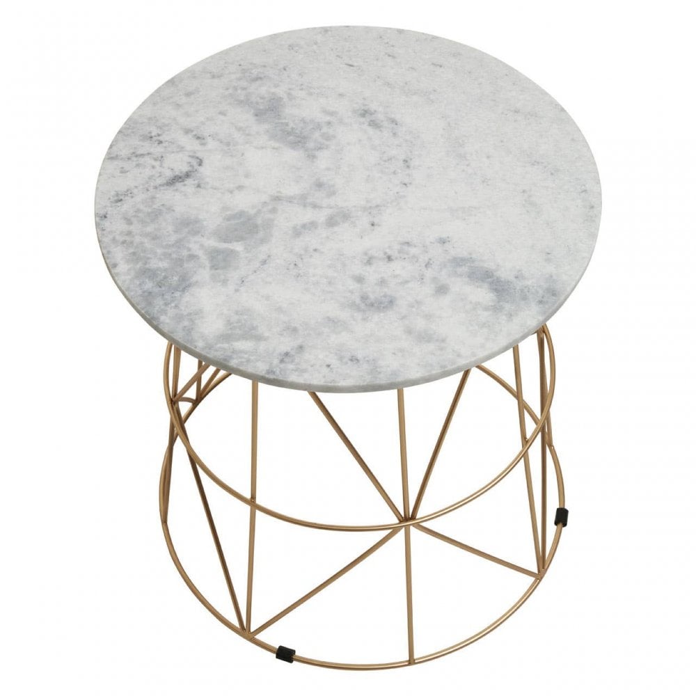 Aurelia White Marble Round Side Table
