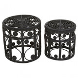 Jaxon Set Of Two Black Natural Rattan Tables