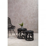 Jaxon Set Of Two Black Natural Rattan Tables