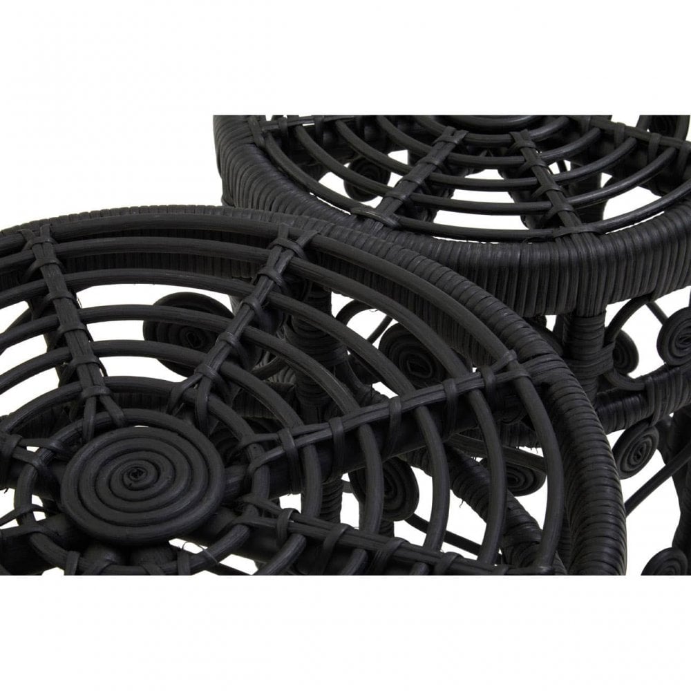 Jaxon Set Of Two Black Natural Rattan Tables