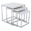 Lancaster Matte White Nest Of 3 Tables With Chrome Frame