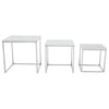 Lancaster Matte White Nest Of 3 Tables With Chrome Frame