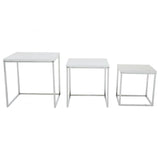 Lancaster Matte White Nest Of 3 Tables With Chrome Frame