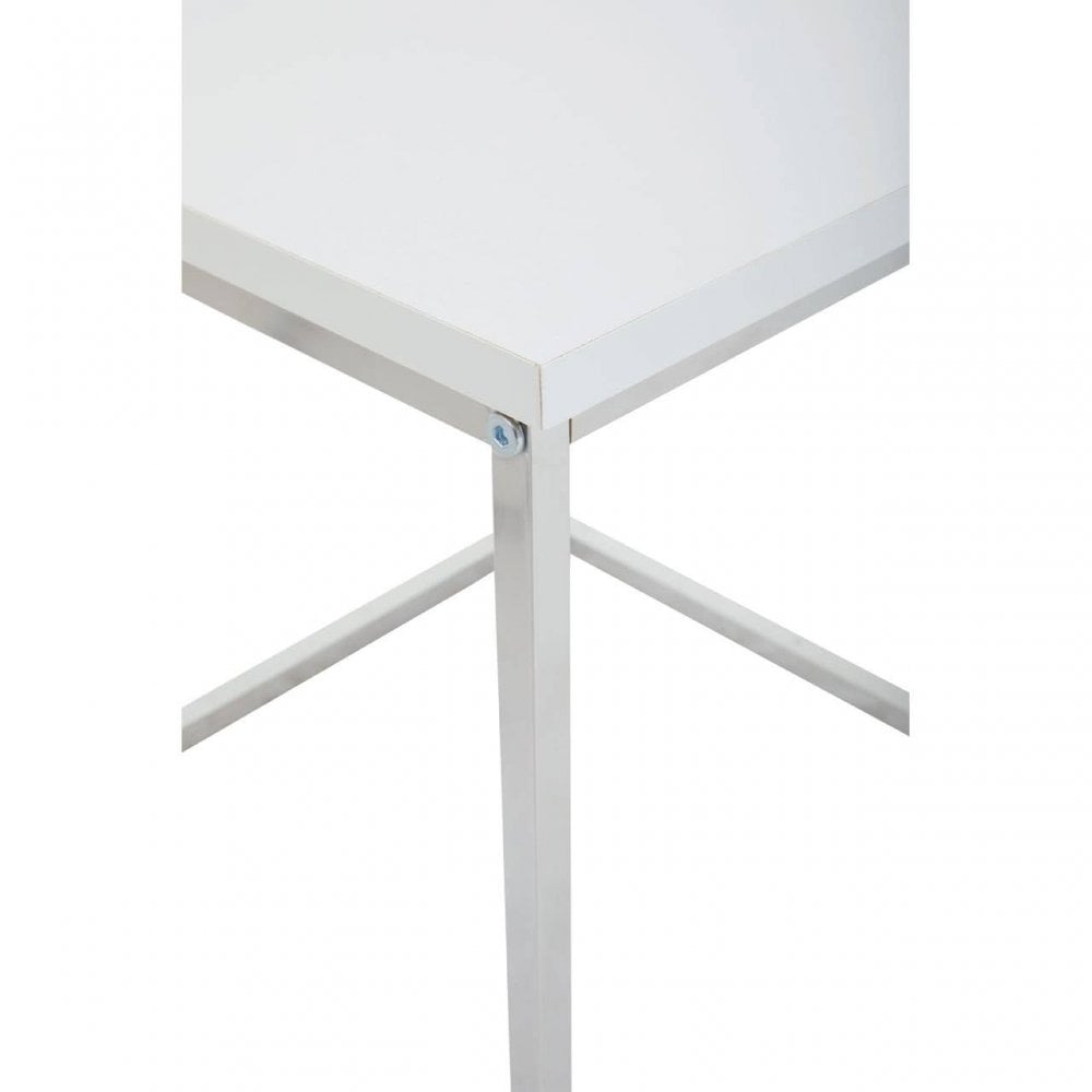 Lancaster Matte White Nest Of 3 Tables With Chrome Frame