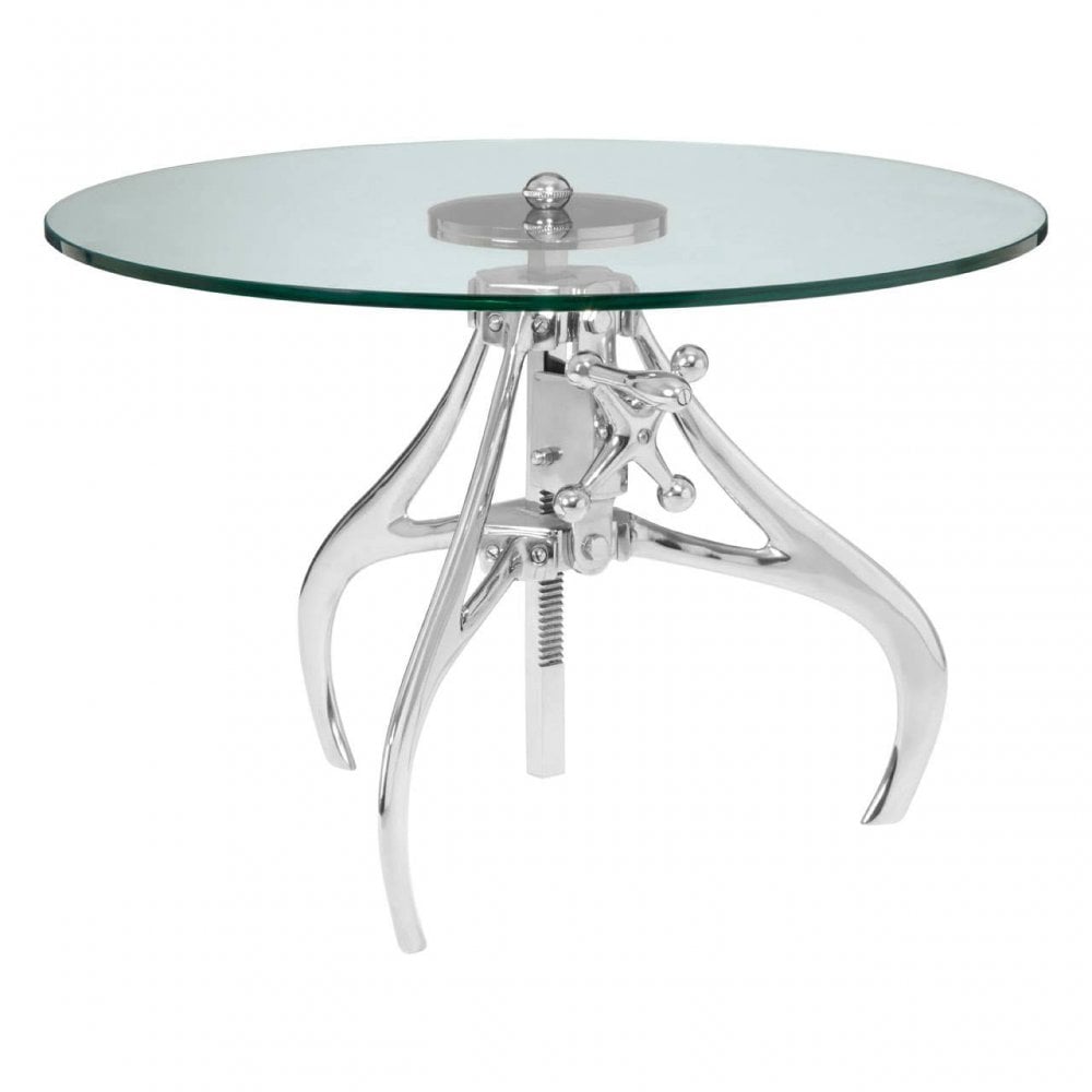 Reva Crank Mechanism Metal And Glass Table