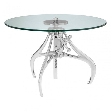 Reva Crank Mechanism Metal And Glass Table