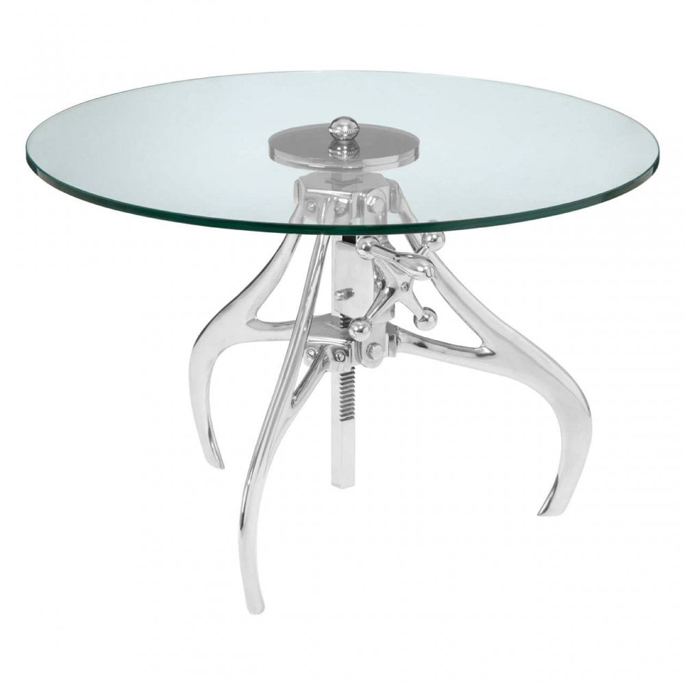 Reva Crank Mechanism Metal And Glass Table