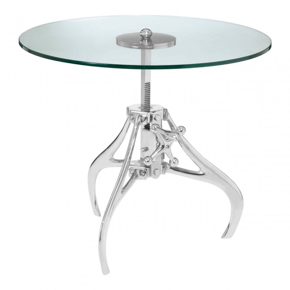 Reva Crank Mechanism Metal And Glass Table
