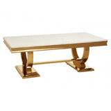 Elara Ivory White Marble Coffee Table