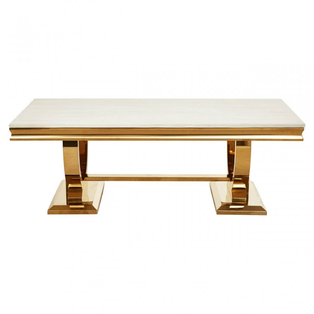 Elara Ivory White Marble Coffee Table