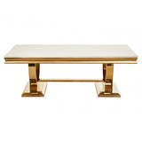 Elara Ivory White Marble Coffee Table