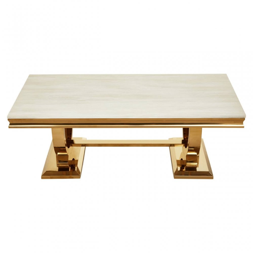 Elara Ivory White Marble Coffee Table