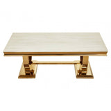 Elara Ivory White Marble Coffee Table