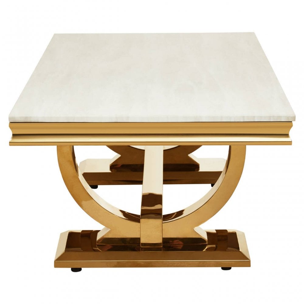 Elara Ivory White Marble Coffee Table