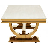 Elara Ivory White Marble Coffee Table