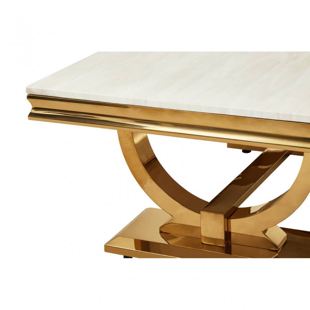 Elara Ivory White Marble Coffee Table