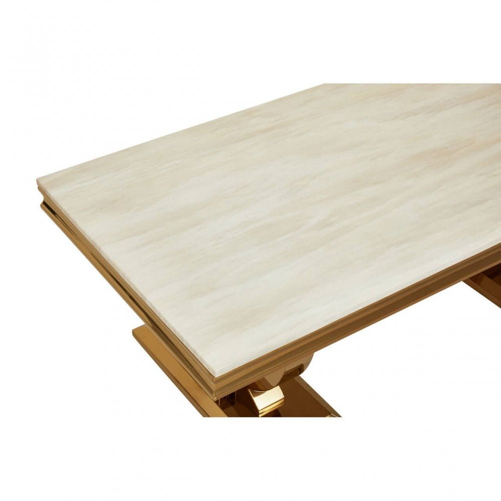 Elara Ivory White Marble Coffee Table
