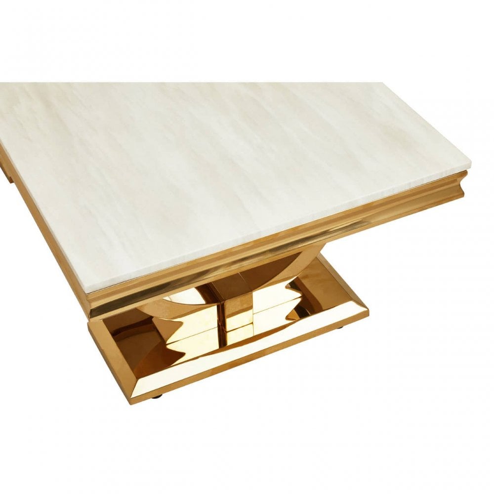 Elara Ivory White Marble Coffee Table