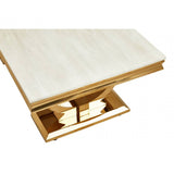 Elara Ivory White Marble Coffee Table