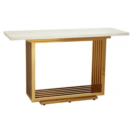 Elara Ivory White Marble Console Table