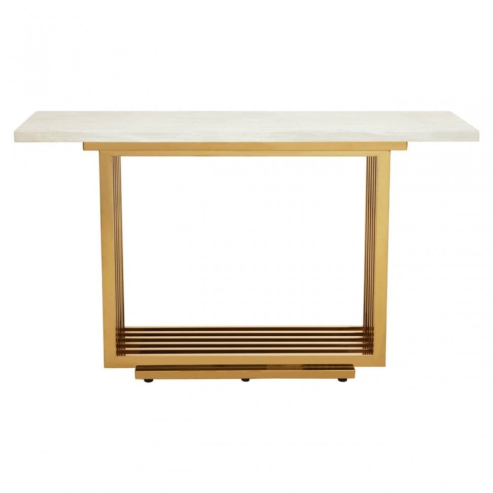 Elara Ivory White Marble Console Table