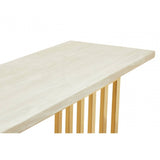 Elara Ivory White Marble Console Table