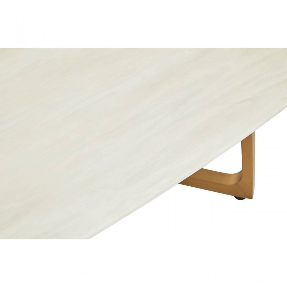 Elara White Marble Coffee Table With Brushed Gold Base