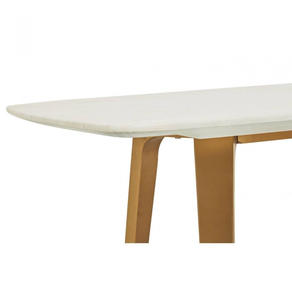 Elara White Marble Coffee Table With Brushed Gold Base