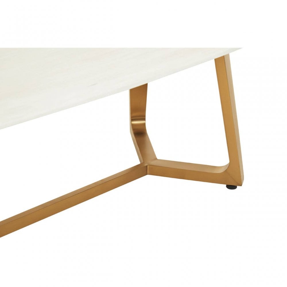 Elara White Marble Coffee Table With Brushed Gold Base