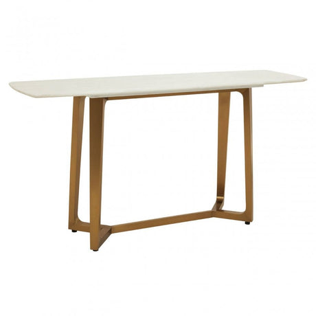 Elara White Marble Console Table With Brushed Gold Base
