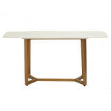 Elara White Marble Console Table With Brushed Gold Base