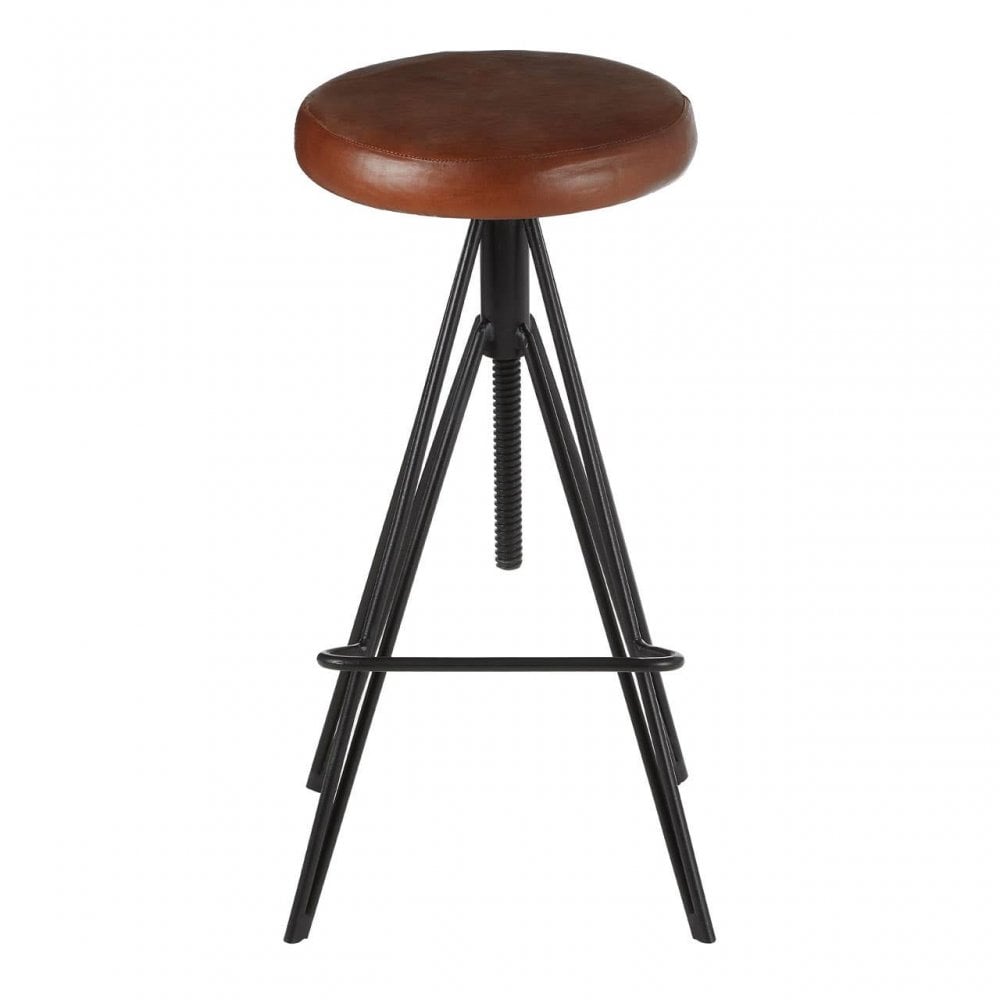 Hudson Round Leather Stool