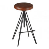 Hudson Round Leather Stool