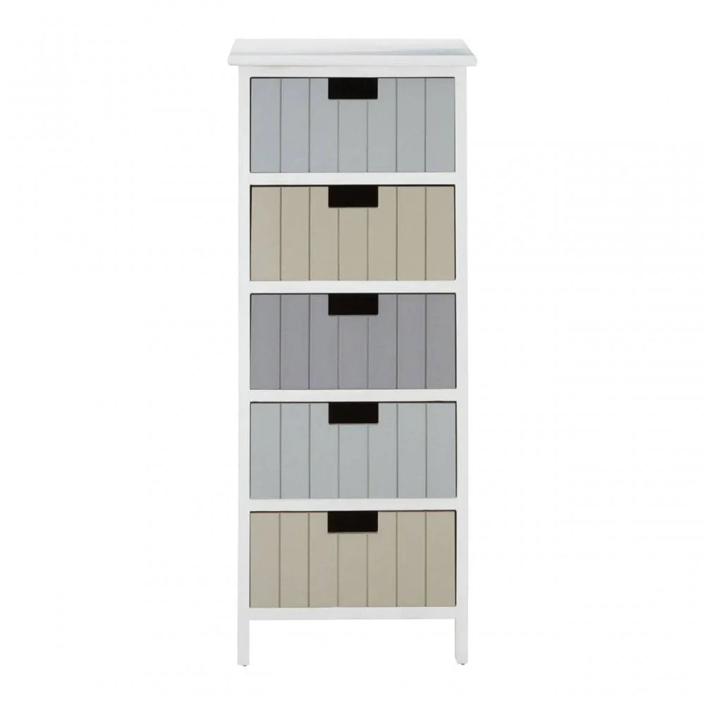 Kensington White 5 Drawers Tri Colour Chest