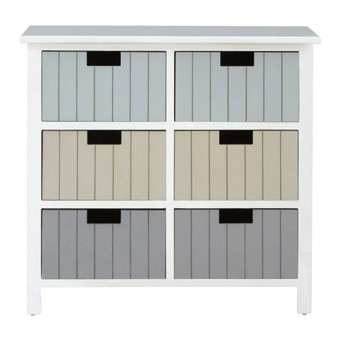 Kensington White 6 Drawers Tri Colour Chest
