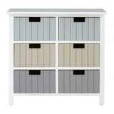 Kensington White 6 Drawers Tri Colour Chest