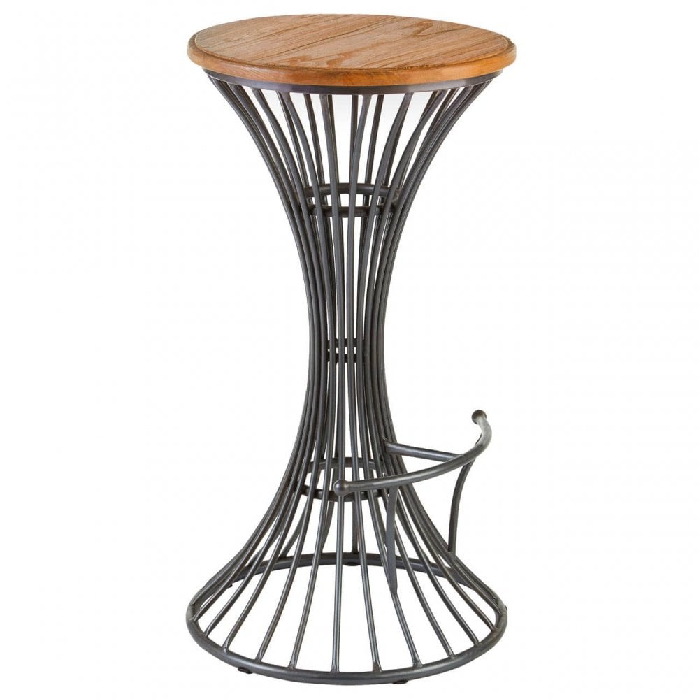 Foundry Elm Wood And Metal Bar Stool