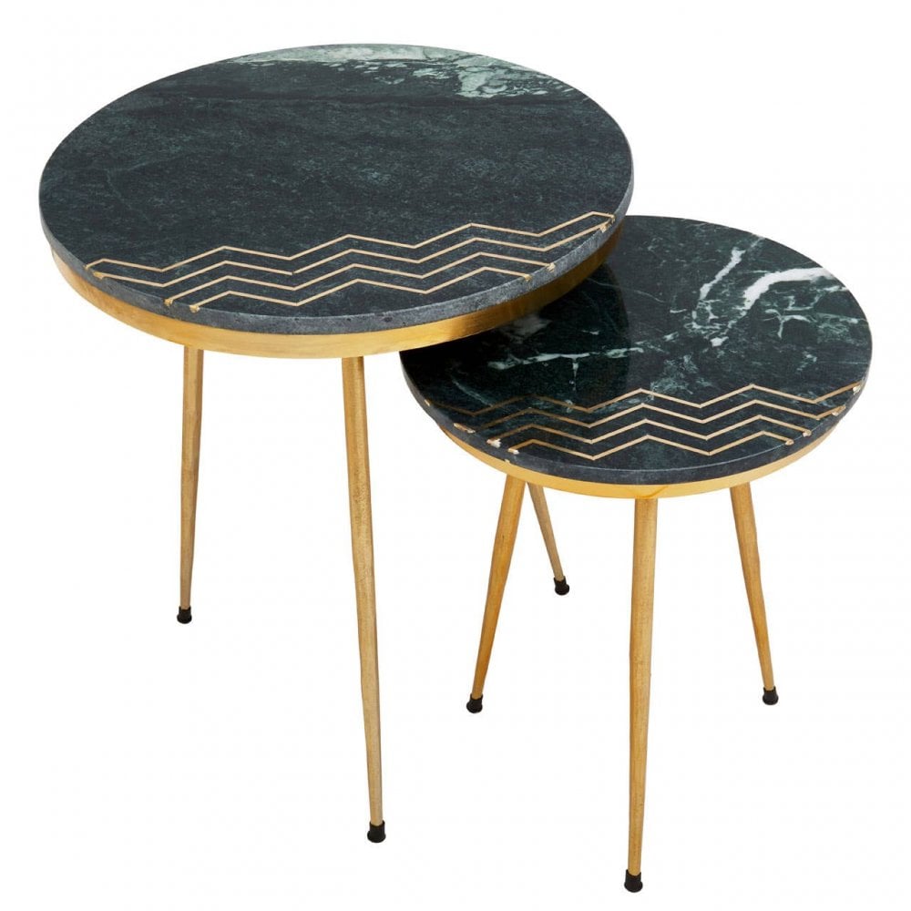 Avery Green Marble Side Table