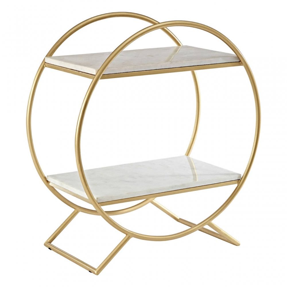 Avery White Marble Gold Frame Gin Bar