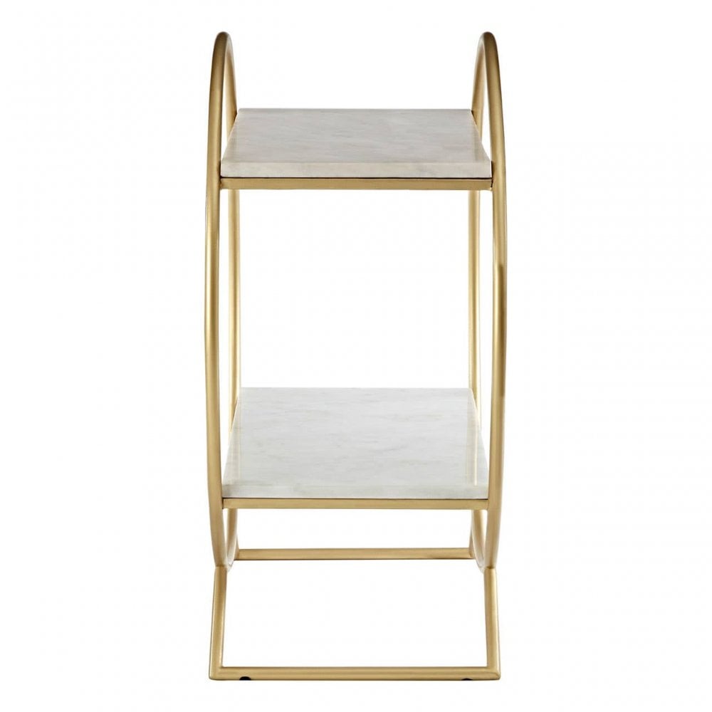 Avery White Marble Gold Frame Gin Bar