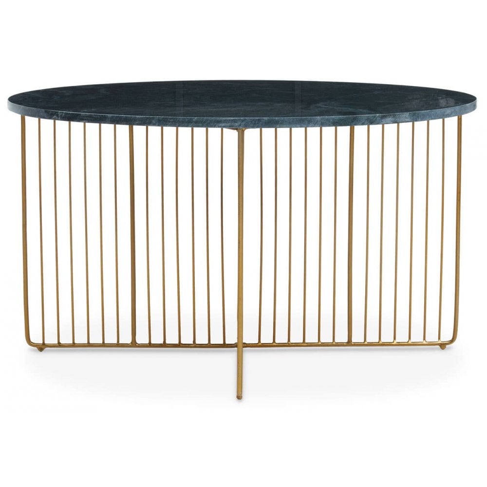 Avery Green Marble And Gold Frame Coffee Table