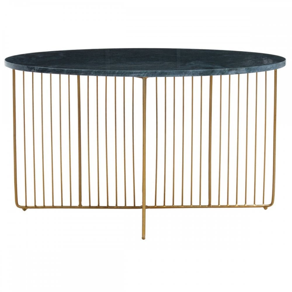 Avery Green Marble And Gold Frame Coffee Table