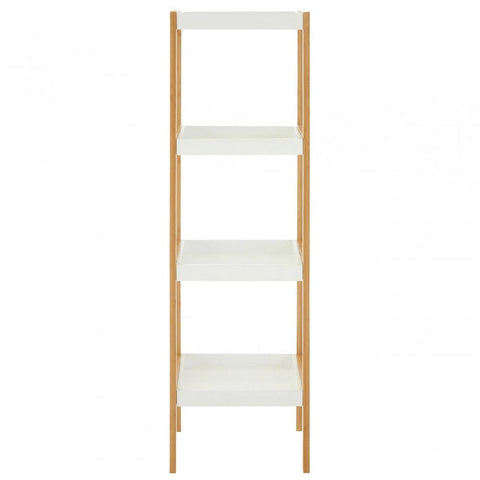 Solara Four Tiered White And Natural Shelf Unit