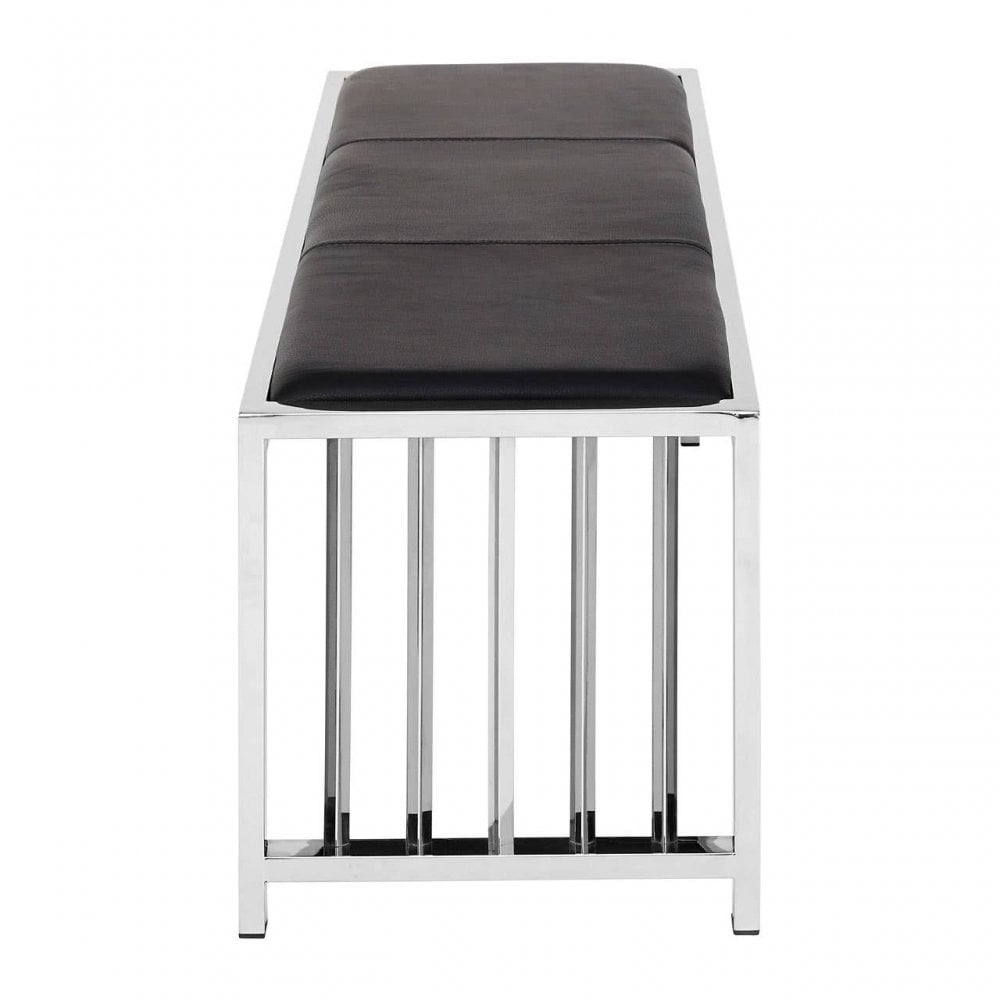 Kensington Black Leather Bench