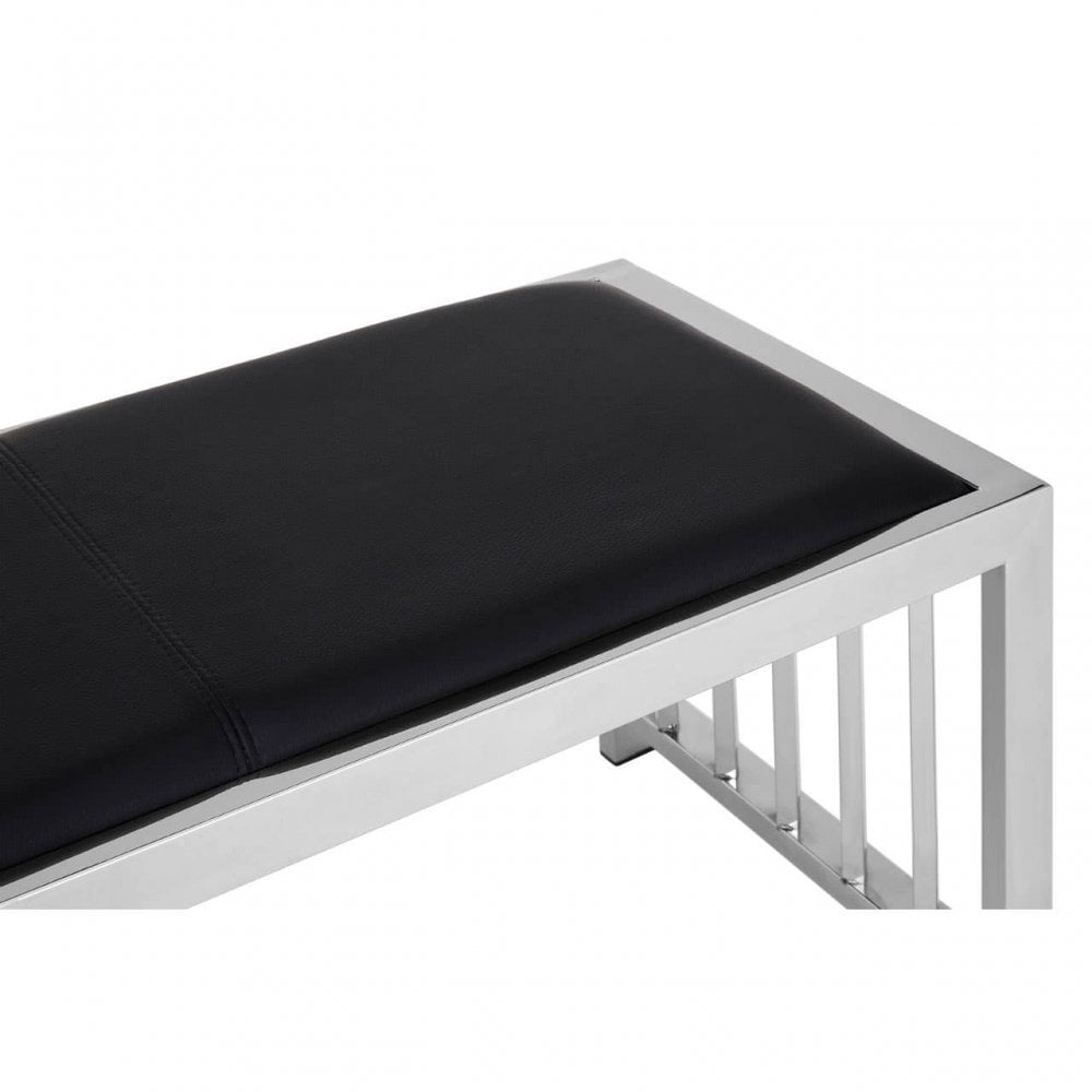 Kensington Black Leather Bench