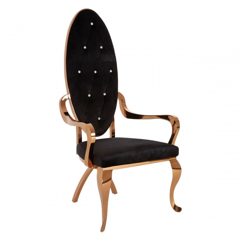 Kensington Black Velvet And Rose Gold Baroque Chair